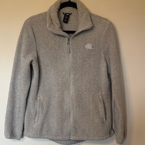 The North Face Women's Light Gray Teddy Fleece Full-Zip Jacket